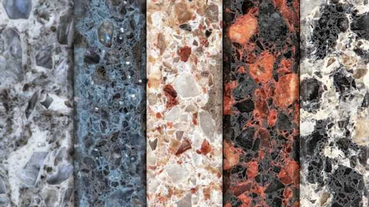 Samples of stone countertop in various colors