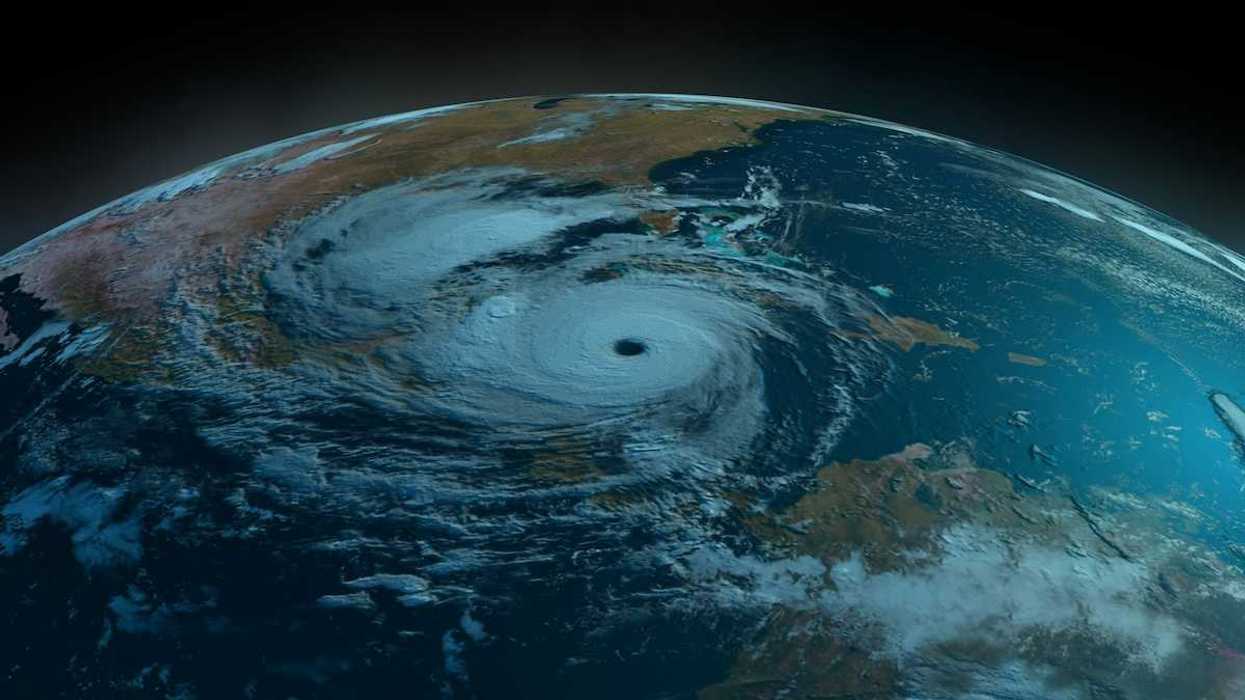 Satellite view of a hurricane forming in the Caribbean