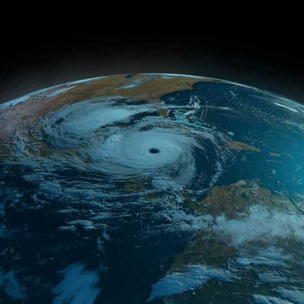 Satellite view of hurricane in the Caribbean basin
