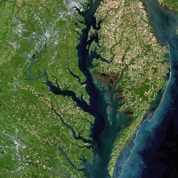 Satellite view of the Chesapeake Bay region