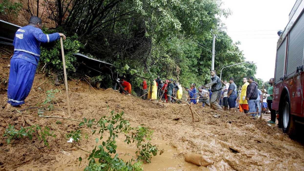 Searching for victims of mudslide in Brazil