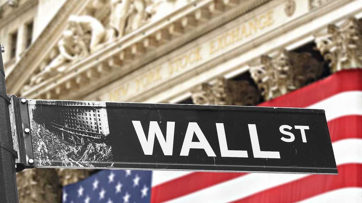 September 2008 New York NY; New York Stock Exchange with Wall street sign in front