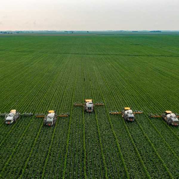Seven pieces of farm equipment