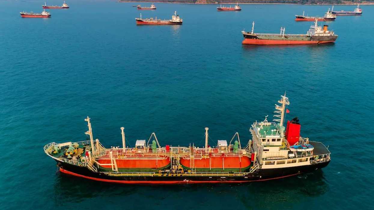 Ships parked, presumably awaiting loading or off-loading