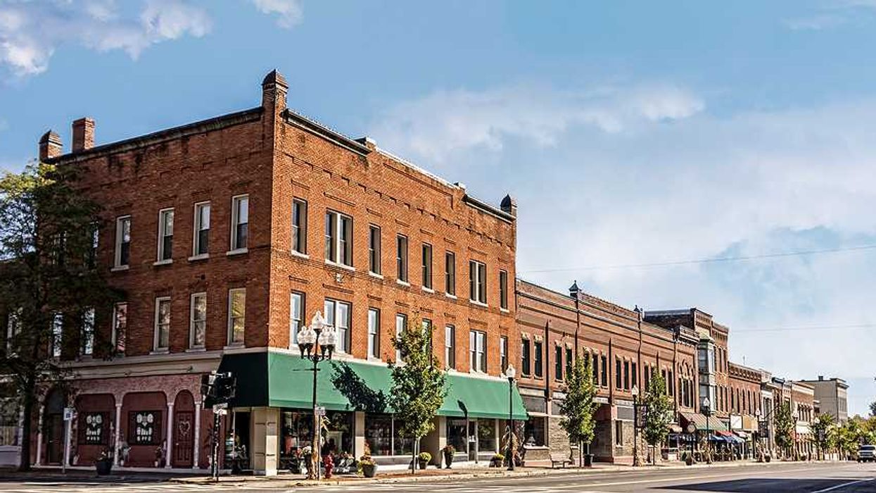 Small town Main Street with buildings and storefronts