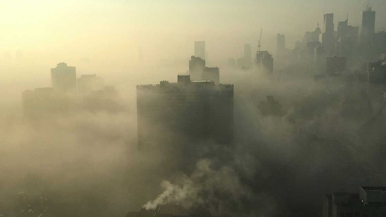 smoky cityscape