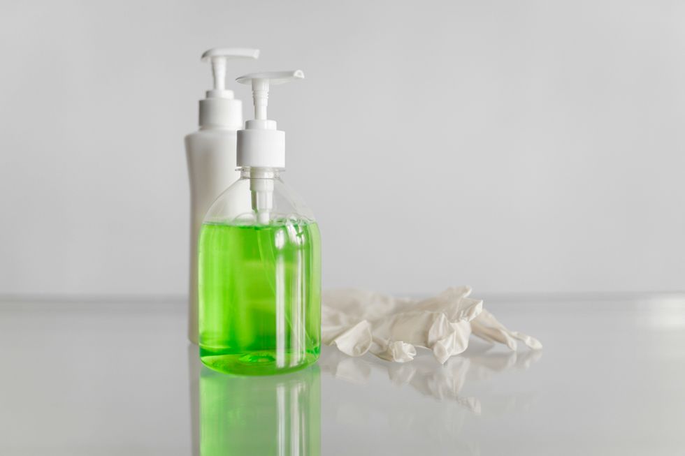 soap dispenser green liquid
