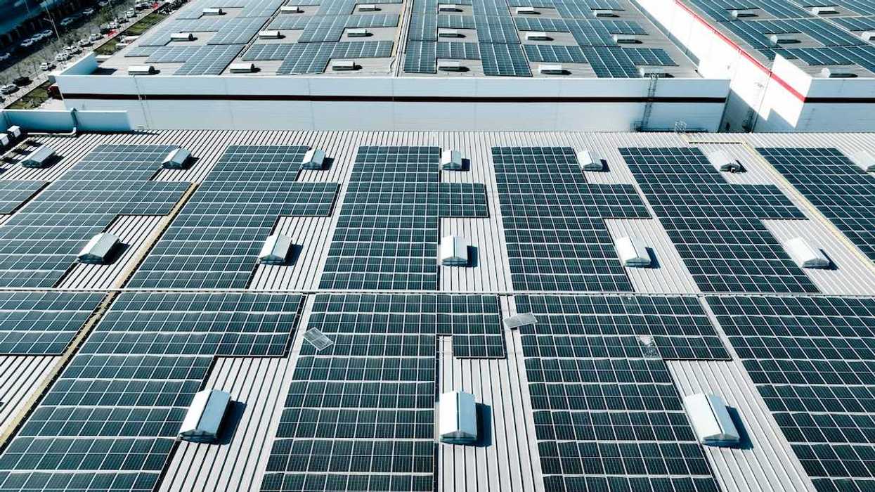 Solar panels deployed on roof of massive warehouses or data centers