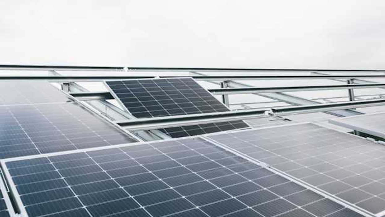 Solar panels on a cloudy day