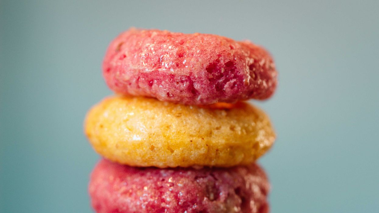 Stack of multicolored fruit loop cereal