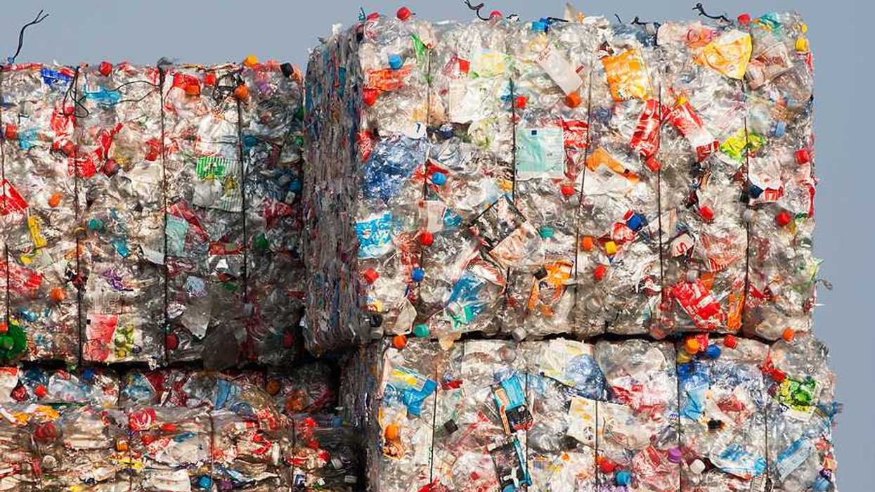 Stacked cubes of recycled plastic