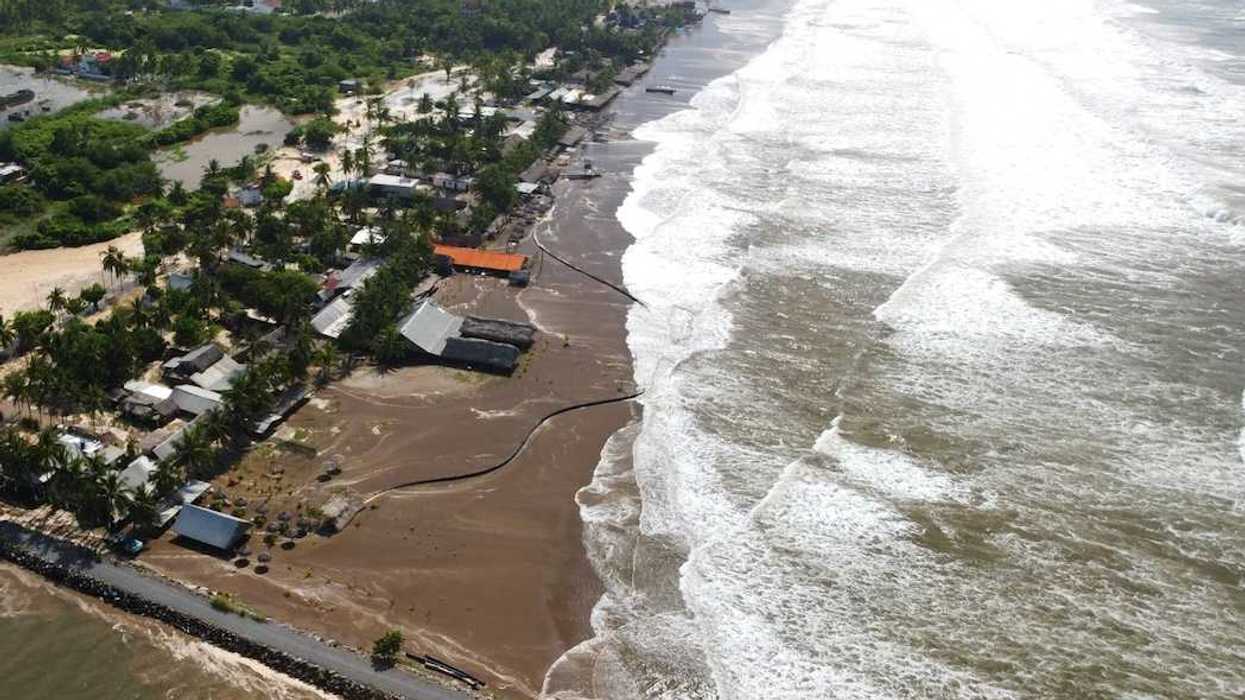 Storm surge damage along tropical coast