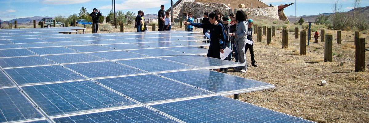 Students solar panels energy