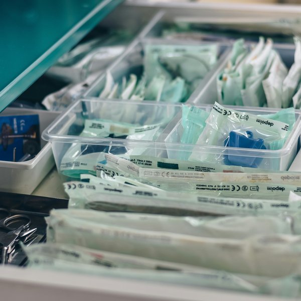 surgical instruments in plastic packaging