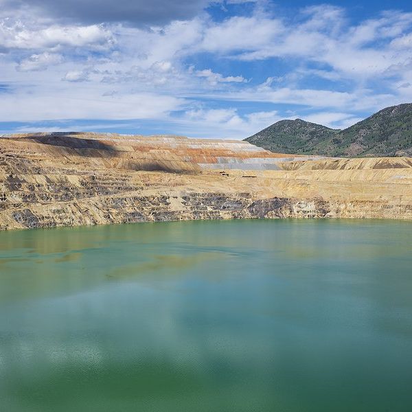 The Berkeley Pit, a former open pit copper mine located in Butte, Montana.