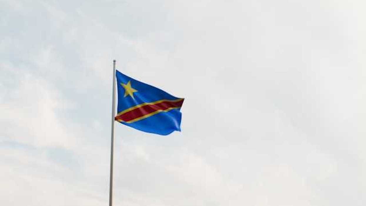 The blue yellow and red Democratic Republic of Congo flag