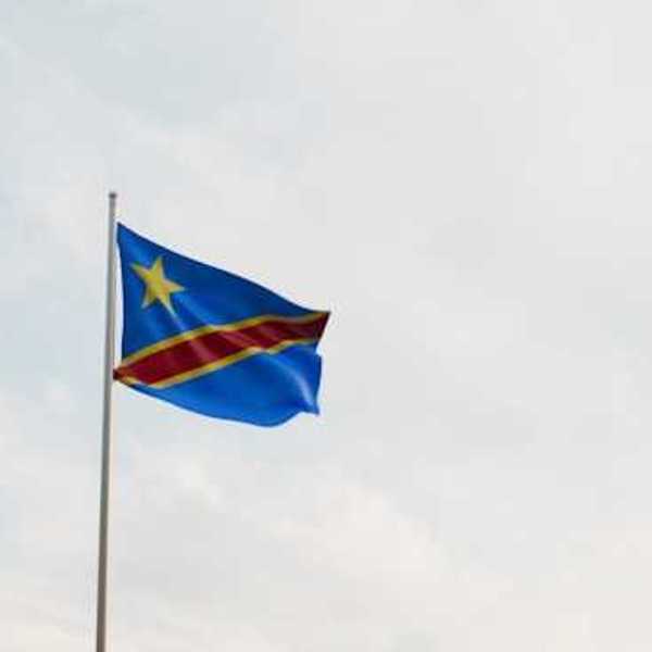 The blue yellow and red Democratic Republic of Congo flag