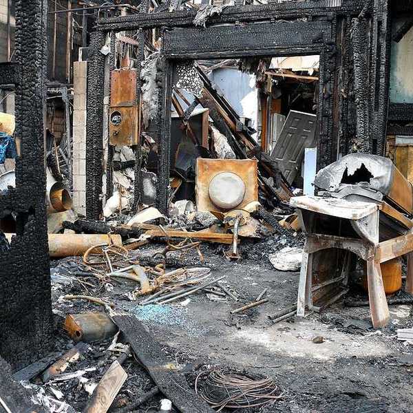 The burned interior of a home