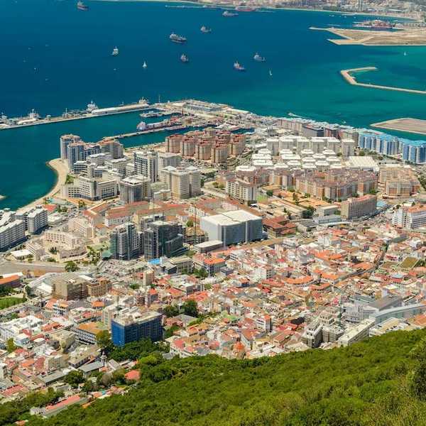 The coastal city of Gibraltar photographed from above