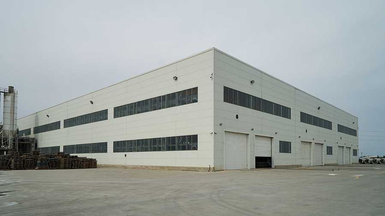 The exterior of a generic warehouse-type building