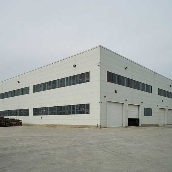 The exterior of a generic warehouse-type building