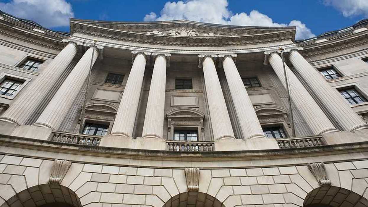 The facade of the EPA viewed from below