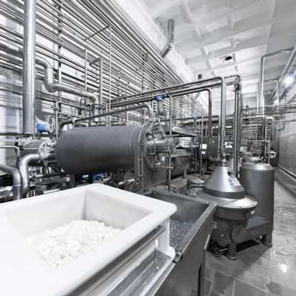 The interior of a factory manufacturing dairy products
