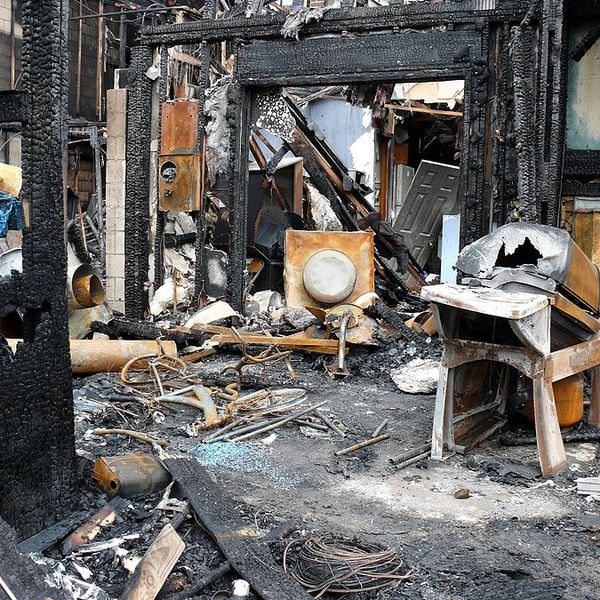 The interior of a house burned in a fire