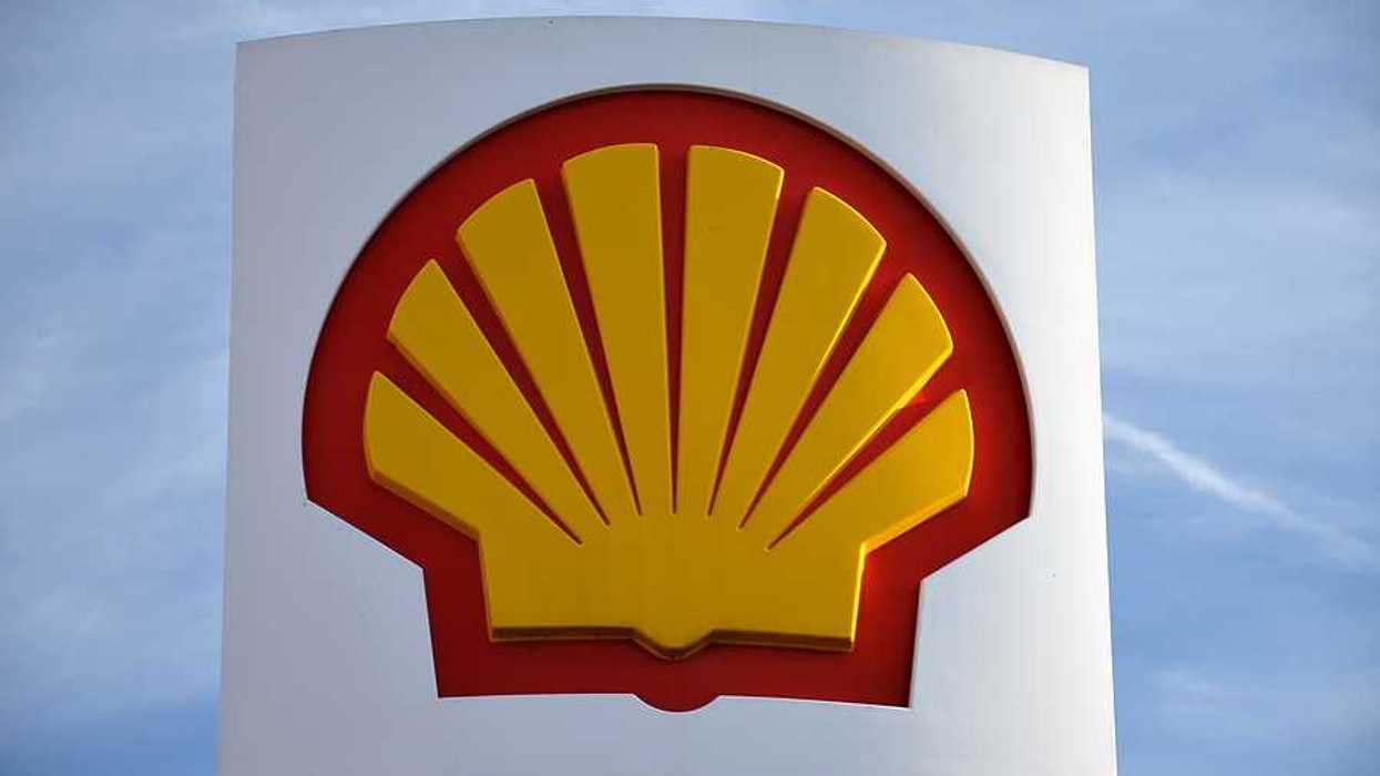 The Shell company's red and yellow logo against a blue sky