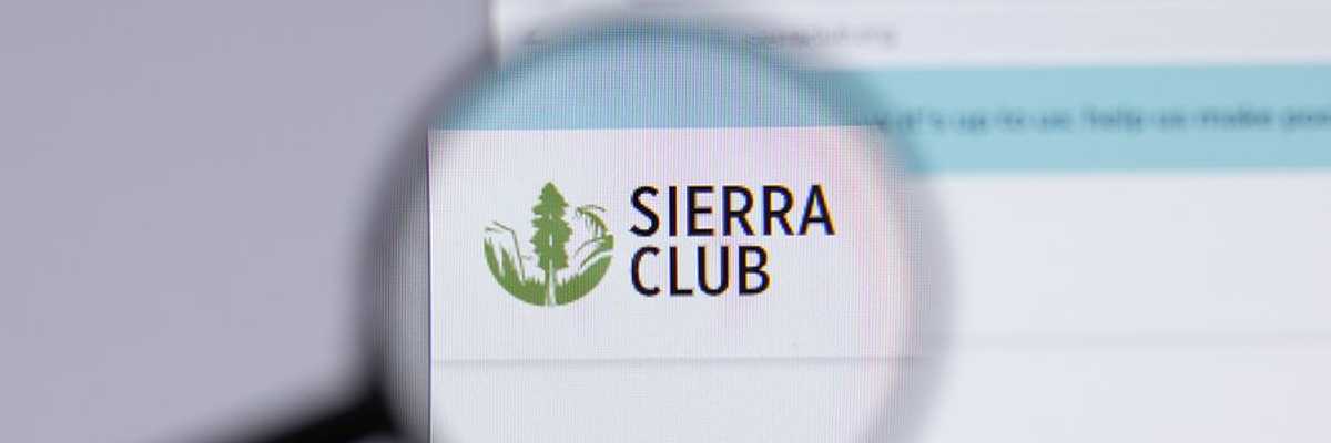The Sierra Club logo shown on a closeup of the organization's webpage.