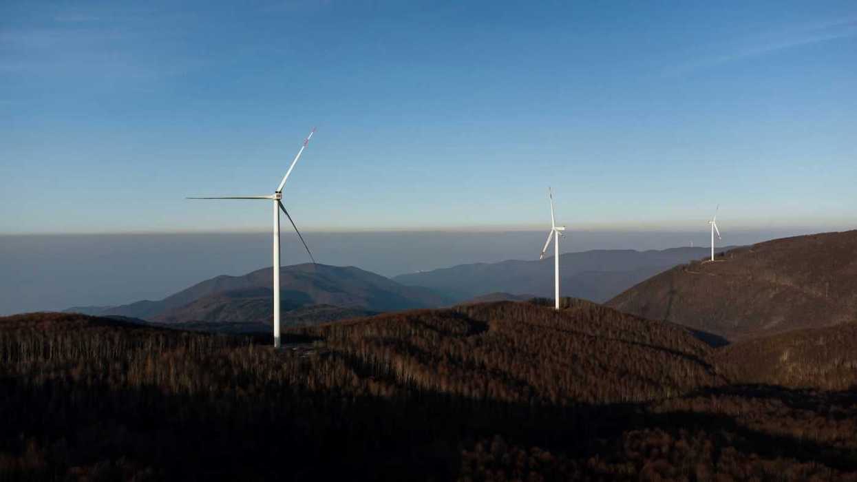 Three ridgetop wind turbines