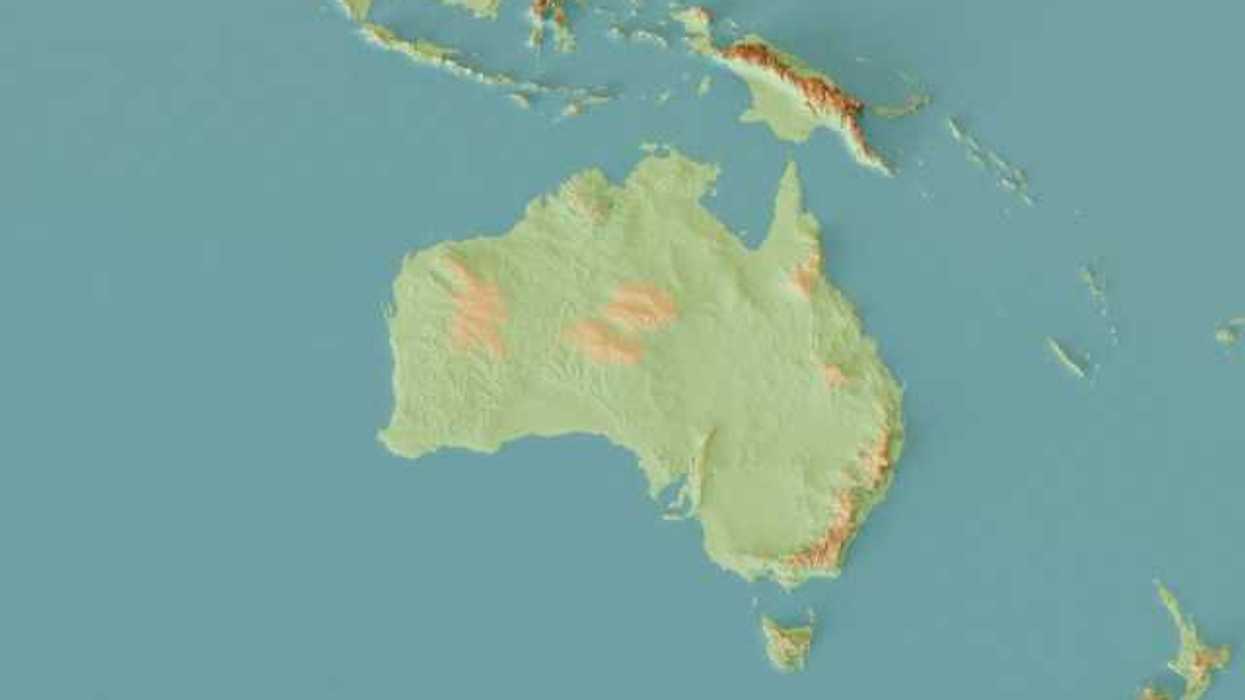 Topographical map of Austrailia