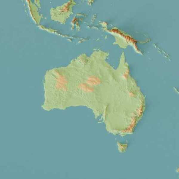 Topographical map of Austrailia