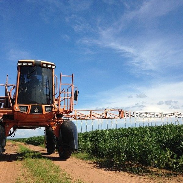 tractor spraying crops