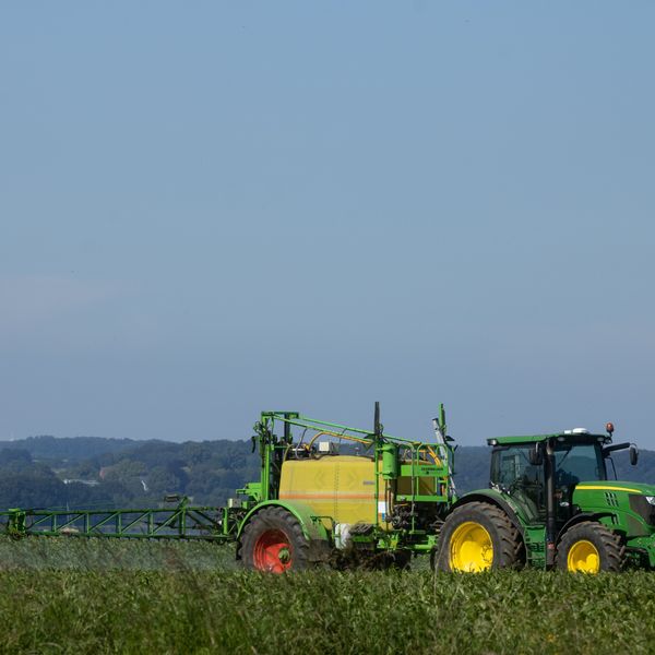 tractor spraying pesticides