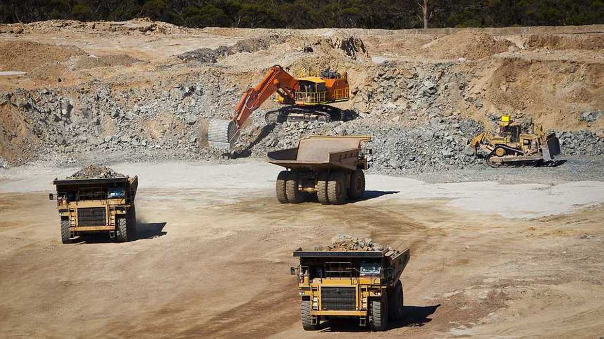 Tractors in a mining pit