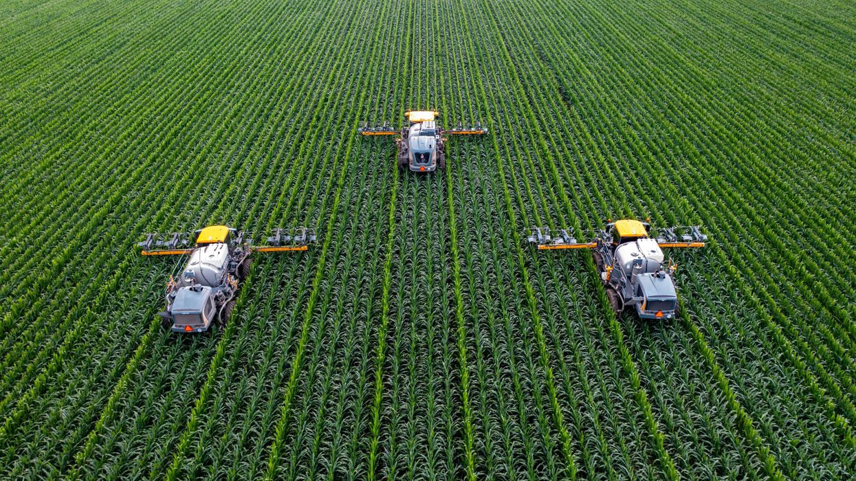 tractors in crop fields