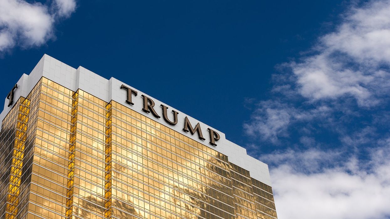 Trump International Hotel in Las Vegas NV set against a blue sky.