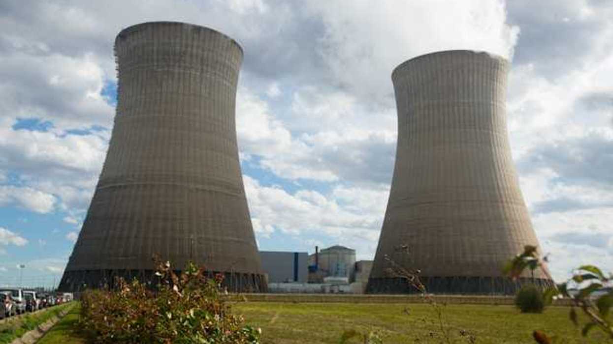 Two cooling towers at a power plant