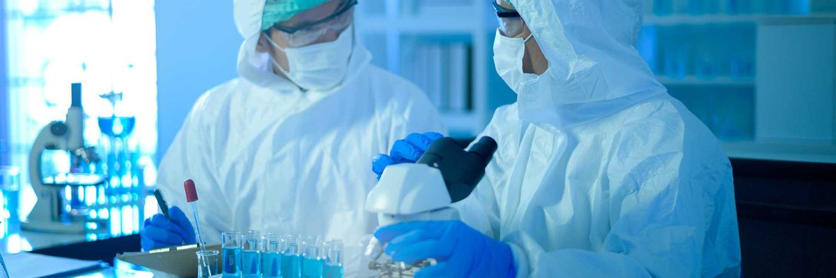 Two scientists working in the lab