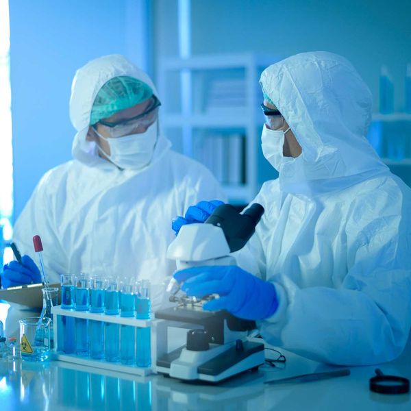 Two scientists working in the lab