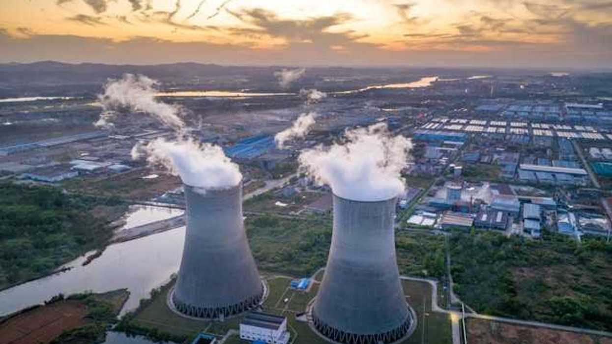 Two towers at a coal power plant