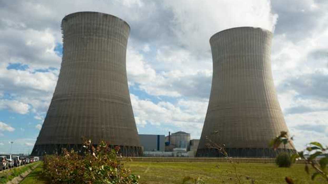Two towers at a coal power plant