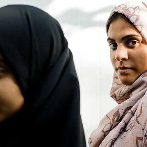 Two young women wearing hijab
