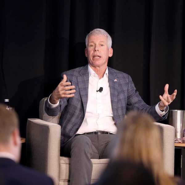 U.S. Secretary of Energy Chris Wright speaking with attendees at the Energy Freedom Tour stop at M.I.T.