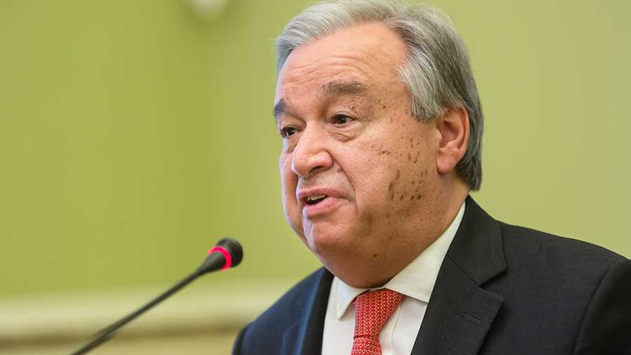 United Nations Secretary-General Antonio Guterres speaking into microphone
