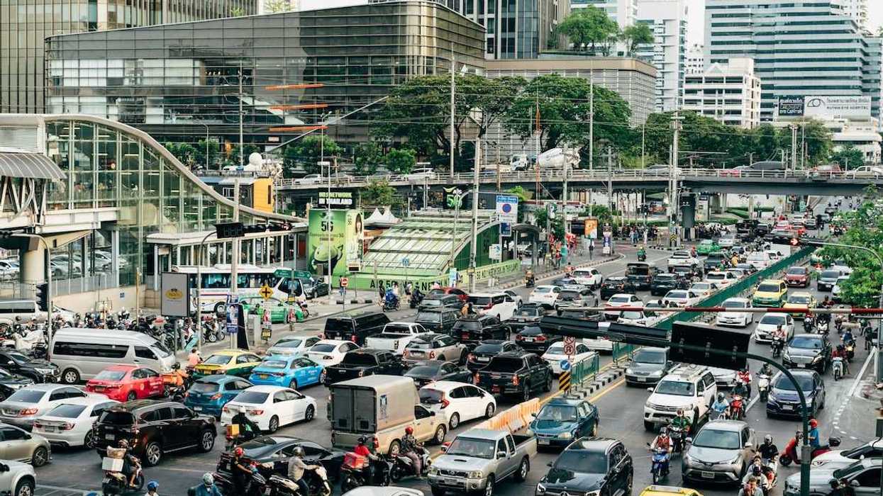 Urban inner city traffic jam