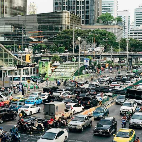 Urban inner city traffic jam
