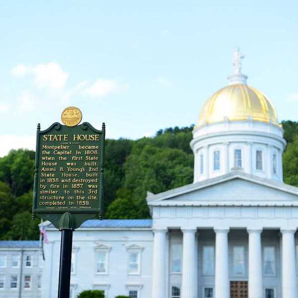 Vermont State House, Montpelier, Vermont, USA. Vermont State House is Greek Revival style built in 1859.