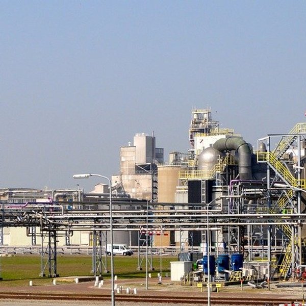View of chemical plant on a sunny day.